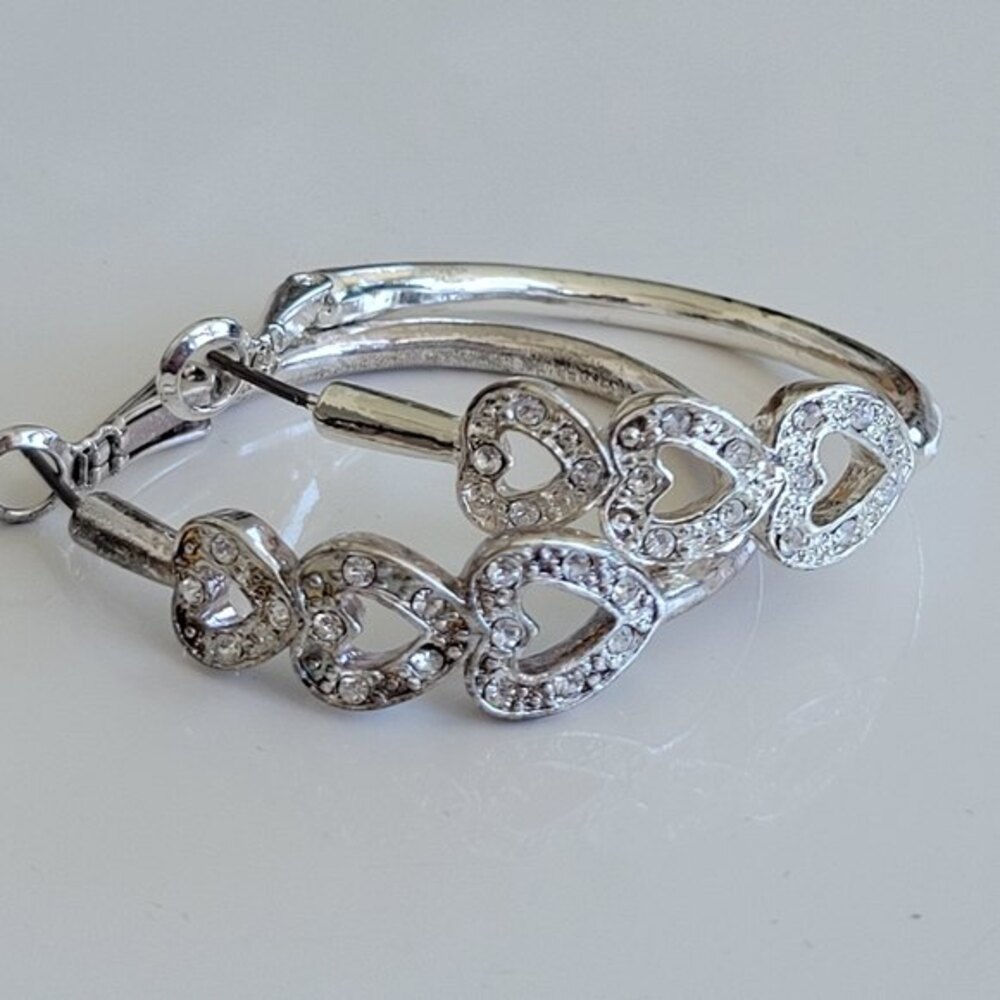 Avon | Heart Hoop Earrings Silvertone
